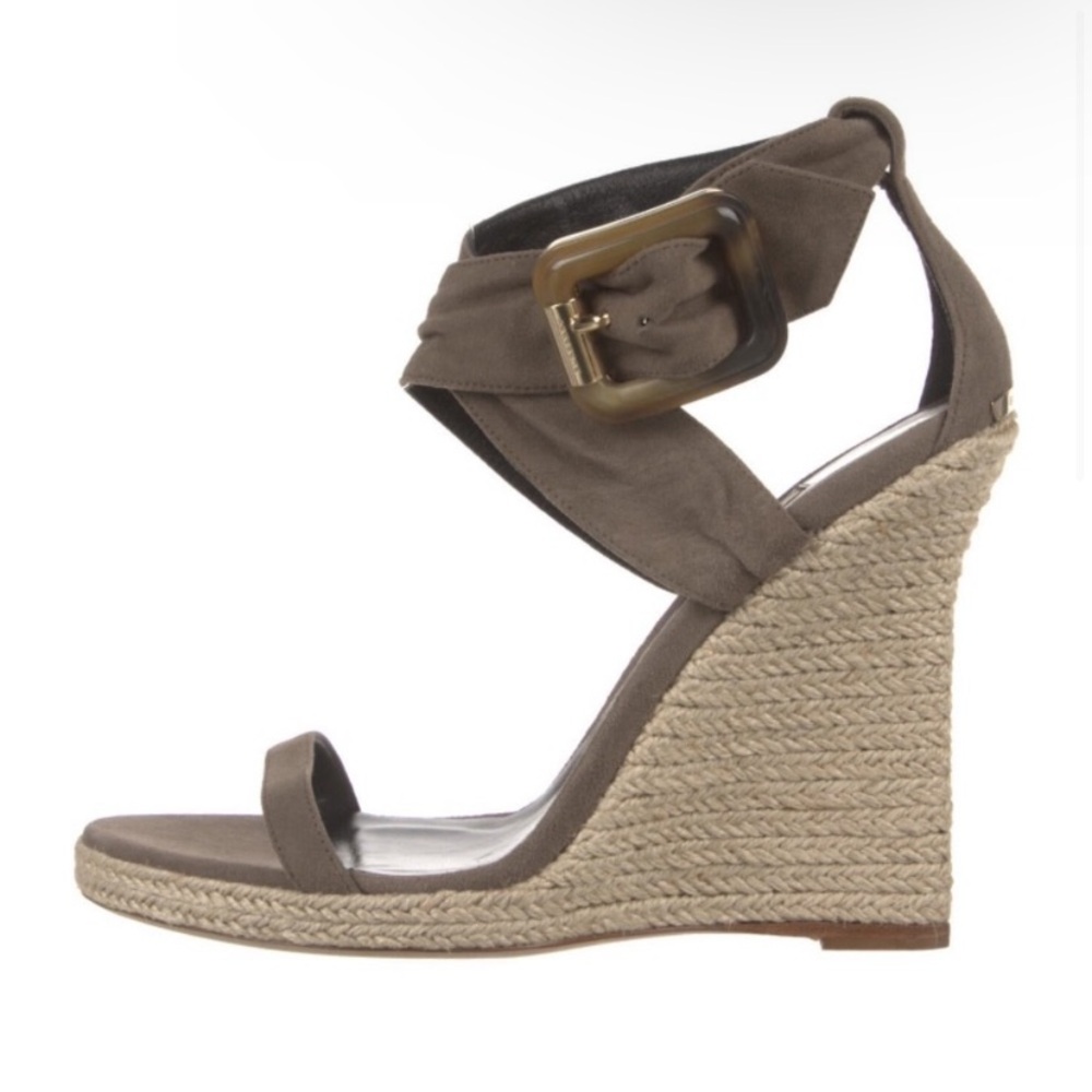 Burberry Catsbrook Brown Suede Espadrille Wedge 38 1/2 - Picture 7 of 17